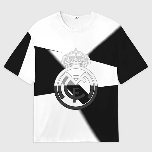 Женская футболка оверсайз Реал Мадрид геометрия полосы / 3D-принт – фото 1