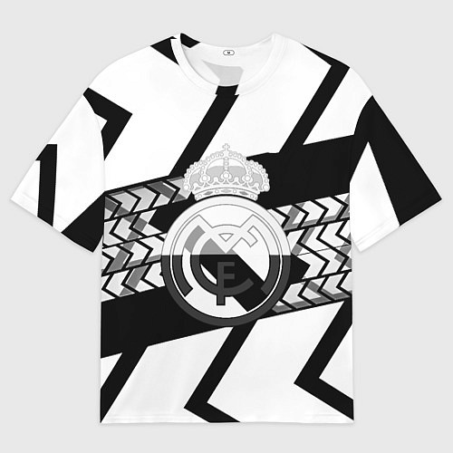 Женская футболка оверсайз Реал Мадрид краски полосы / 3D-принт – фото 1