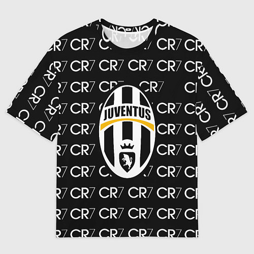 Женская футболка оверсайз Juventus sport pattern / 3D-принт – фото 1