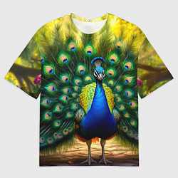Футболка оверсайз женская Царственный павлин, цвет: 3D-принт