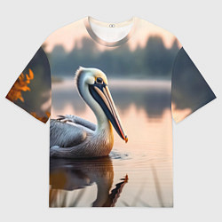 Женская футболка оверсайз Пеликан на рассвете