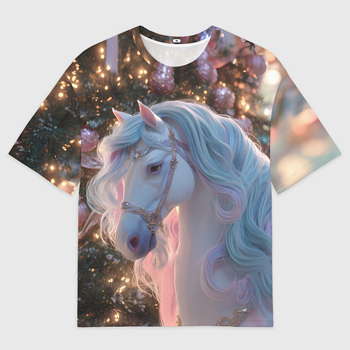 Женская футболка оверсайз Лошадь символ 2026 года / 3D-принт – фото 1