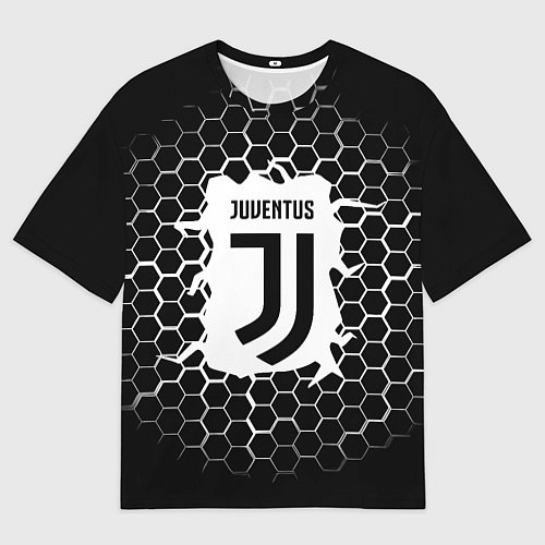 Женская футболка оверсайз Juventus соты текстура краски / 3D-принт – фото 1