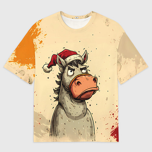 Женская футболка оверсайз Задумчивая лошадь / 3D-принт – фото 1