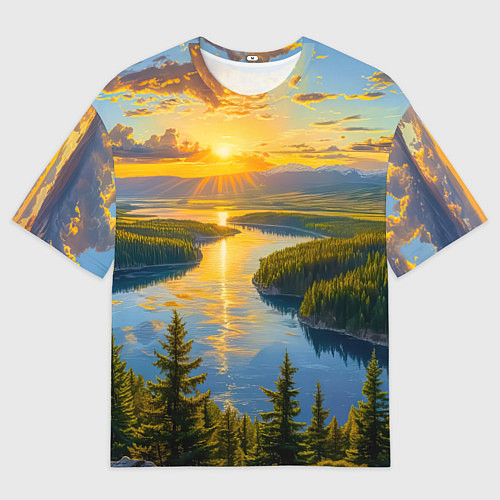 Женская футболка оверсайз Золотой путь реки / 3D-принт – фото 1