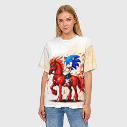Футболка оверсайз женская Соник верхом на коне, цвет: 3D-принт — фото 2