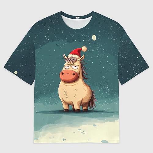 Женская футболка оверсайз Забавная мем - лошадка / 3D-принт – фото 1