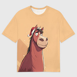 Женская футболка оверсайз Уставшая за год лошадка