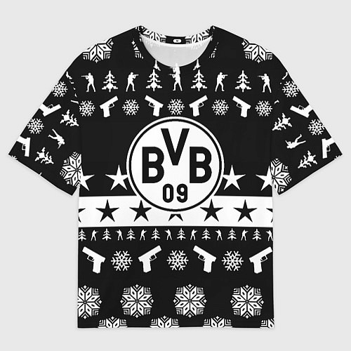 Женская футболка оверсайз Borussia x counter strike / 3D-принт – фото 1