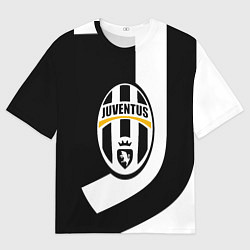 Футболка оверсайз женская Ювентус полосы спорт линии, цвет: 3D-принт