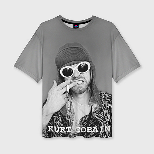 Женская футболка оверсайз Кобейн в очках / 3D-принт – фото 1