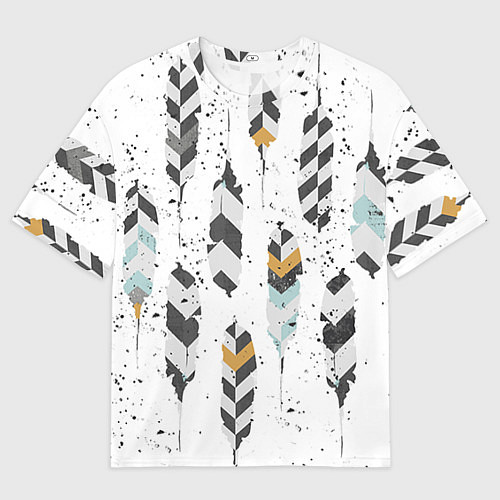 Женская футболка оверсайз Перья / 3D-принт – фото 1