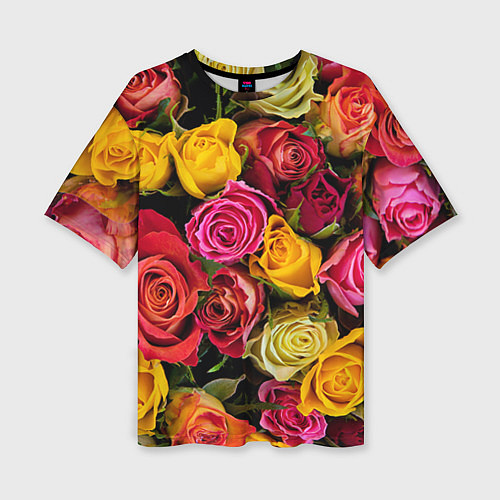 Женская футболка оверсайз Ассорти из роз / 3D-принт – фото 1