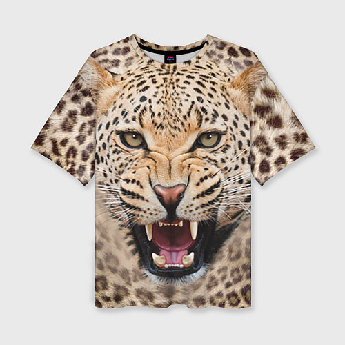 Женская футболка оверсайз Взгляд леопарда / 3D-принт – фото 1