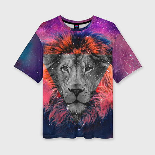 Женская футболка оверсайз Космический лев / 3D-принт – фото 1