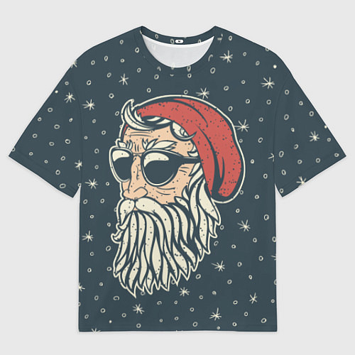 Женская футболка оверсайз Санта хипстер / 3D-принт – фото 1