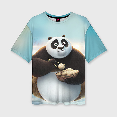 Женская футболка оверсайз Кунг фу панда / 3D-принт – фото 1