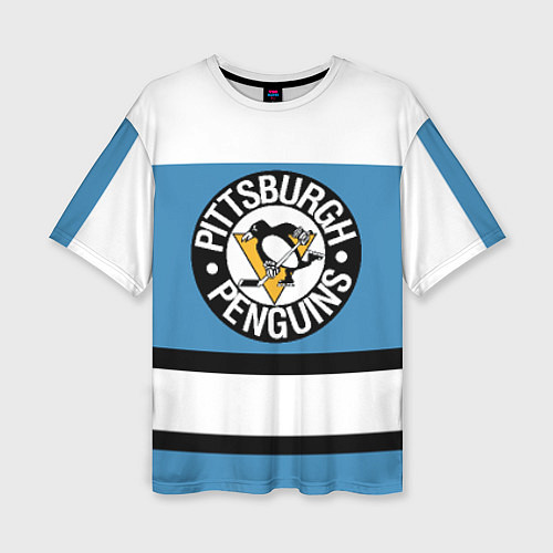 Женская футболка оверсайз Pittsburgh Penguins: White / 3D-принт – фото 1