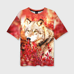 Женская футболка оверсайз Осенний волк