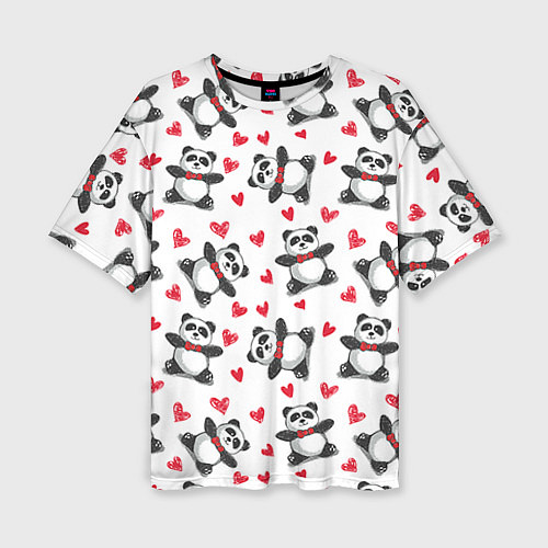 Женская футболка оверсайз Любимые панды / 3D-принт – фото 1