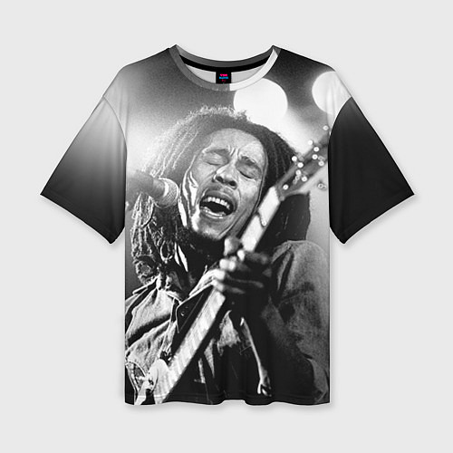 Женская футболка оверсайз Боб Марли поет / 3D-принт – фото 1