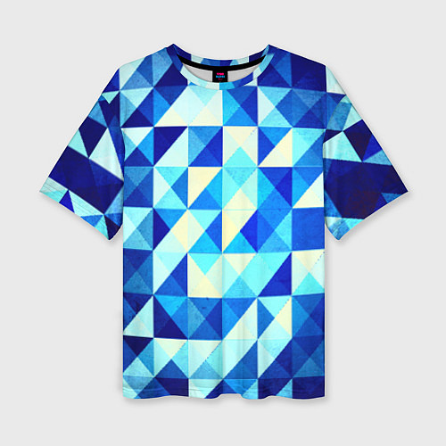 Женская футболка оверсайз Синяя геометрия / 3D-принт – фото 1