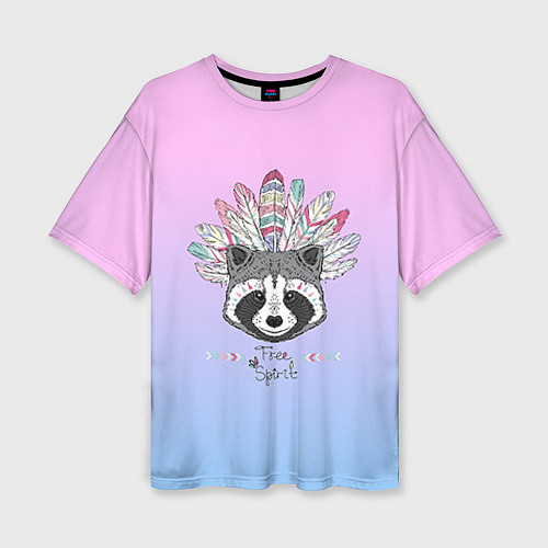 Женская футболка оверсайз Raccoon: Free Spirit / 3D-принт – фото 1