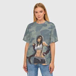 Футболка оверсайз женская Военная девушка Тифа Локхарт - Final Fantasy, цвет: 3D-принт — фото 2