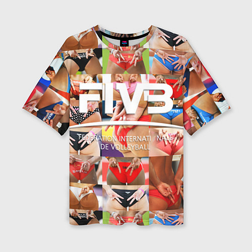 Женская футболка оверсайз Волейбол скрытые знаки FIVB / 3D-принт – фото 1