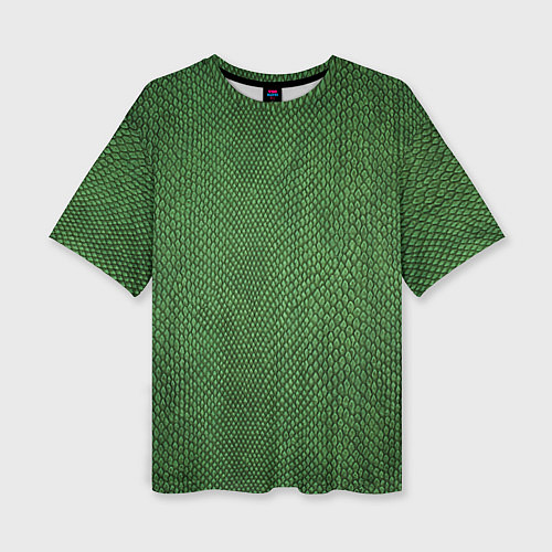 Женская футболка оверсайз Змеиная зеленая кожа / 3D-принт – фото 1