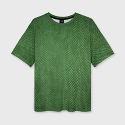 Женская футболка оверсайз Змеиная зеленая кожа
