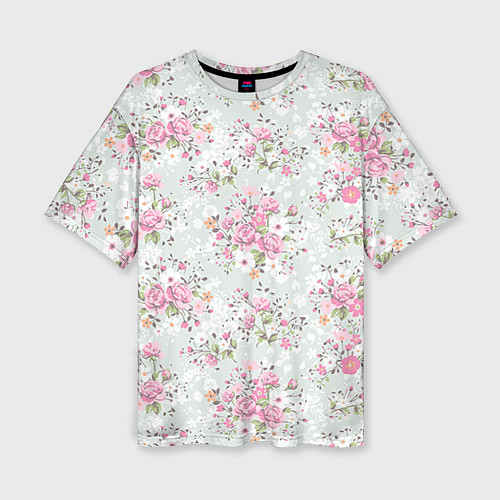 Женская футболка оверсайз Flower pattern / 3D-принт – фото 1
