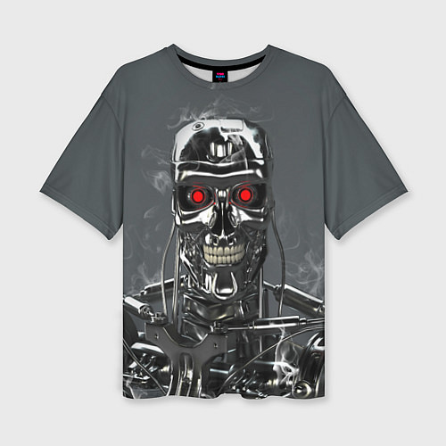 Женская футболка оверсайз Скелет Терминатора / 3D-принт – фото 1