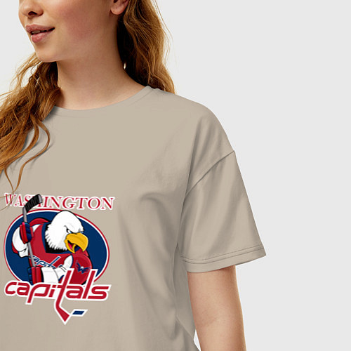 Женская футболка оверсайз Washington Capitals Hockey / Миндальный – фото 3