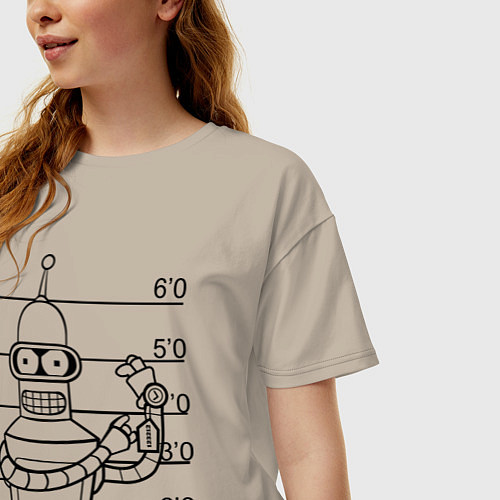 Женская футболка оверсайз Bender Wanted / Миндальный – фото 3