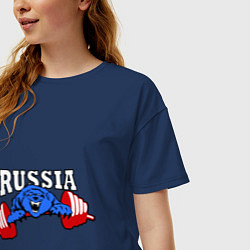 Футболка оверсайз женская Russia PR, цвет: тёмно-синий — фото 2