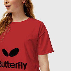 Футболка оверсайз женская Butterfly Logo, цвет: красный — фото 2