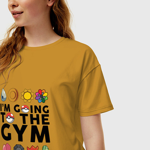 Женская футболка оверсайз Pokemon Im going to the gym (black) / Горчичный – фото 3
