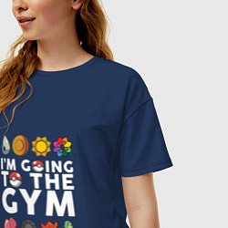 Футболка оверсайз женская Pokemon Im going to the gym (white), цвет: тёмно-синий — фото 2