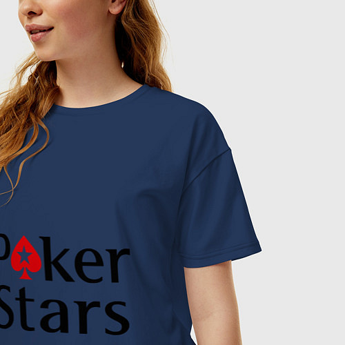 Женская футболка оверсайз Poker Stars / Тёмно-синий – фото 3