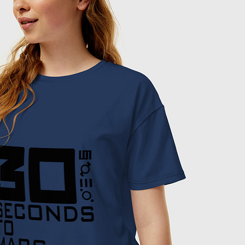 Женская футболка оверсайз 30 Seconds To Mars / Тёмно-синий – фото 3