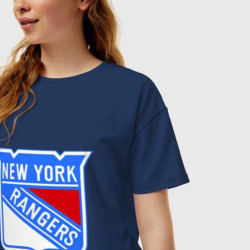 Женская футболка оверсайз New York Rangers / Тёмно-синий – фото 3