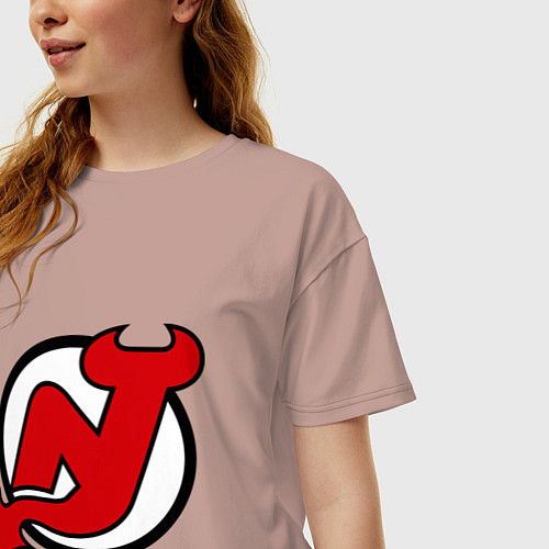 Женская футболка оверсайз New Jersey Devils / Пыльно-розовый – фото 3