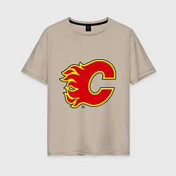 Футболка оверсайз женская Calgary Flames, цвет: миндальный