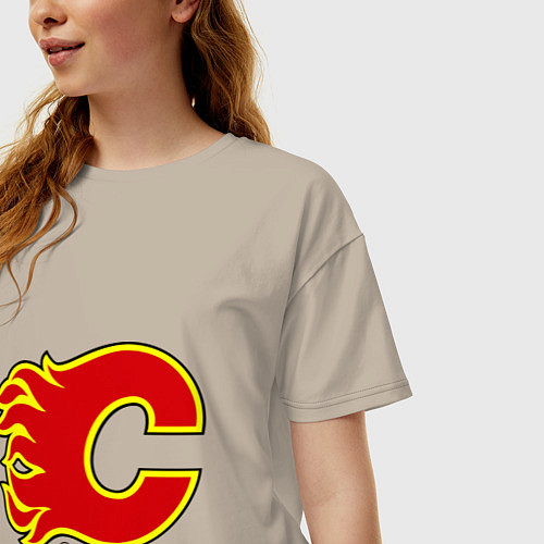 Женская футболка оверсайз Calgary Flames / Миндальный – фото 3