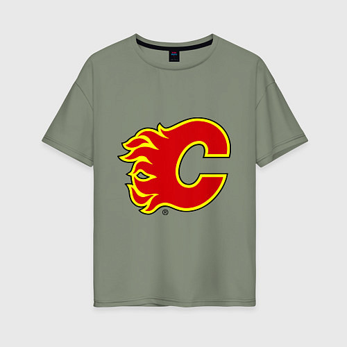 Женская футболка оверсайз Calgary Flames / Авокадо – фото 1