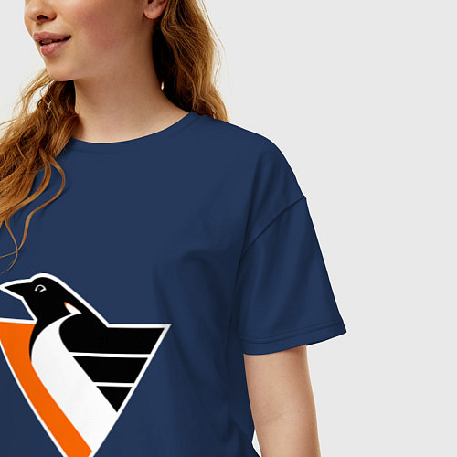 Женская футболка оверсайз Pittsburgh Penguins / Тёмно-синий – фото 3