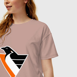 Футболка оверсайз женская Pittsburgh Penguins, цвет: пыльно-розовый — фото 2