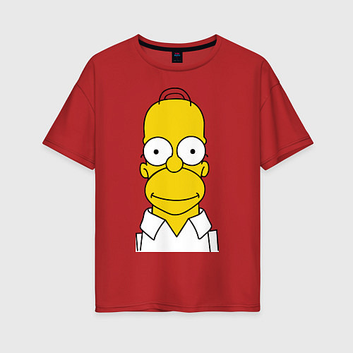 Женская футболка оверсайз Homer Face / Красный – фото 1