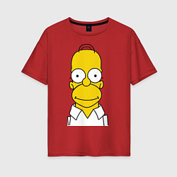 Футболка оверсайз женская Homer Face, цвет: красный